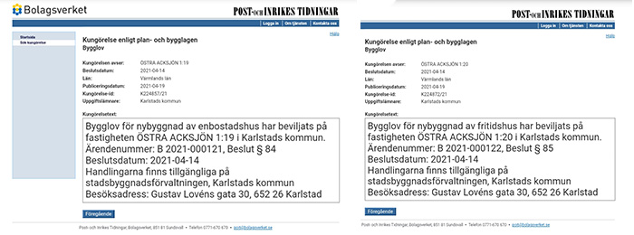 Bouwvergunningen gepubliceerd